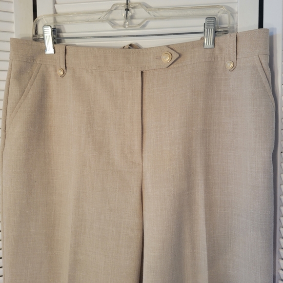 ST JOHN  COLLECTION  SZ16 TAN WIDE LEG SLACKS WITH FRONT POCKETS - Picture 2 of 13